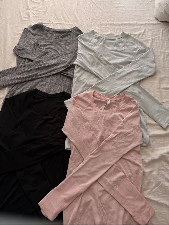 lululemon athletica Tops - Lot of 4 lululemon athletica swiftly tech long -Sleeve Pink, Black, Gray, Mint